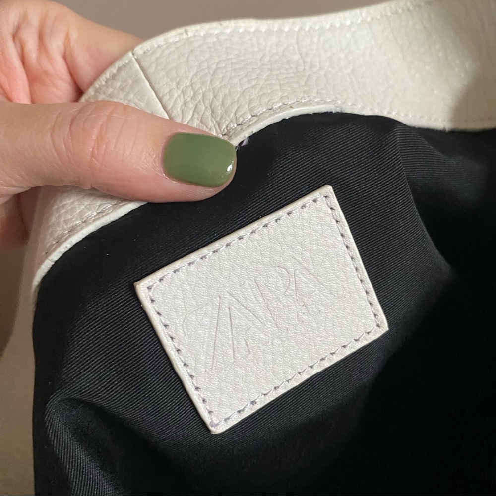 Zara white flat leather shopper bag - Picture 6 of 8